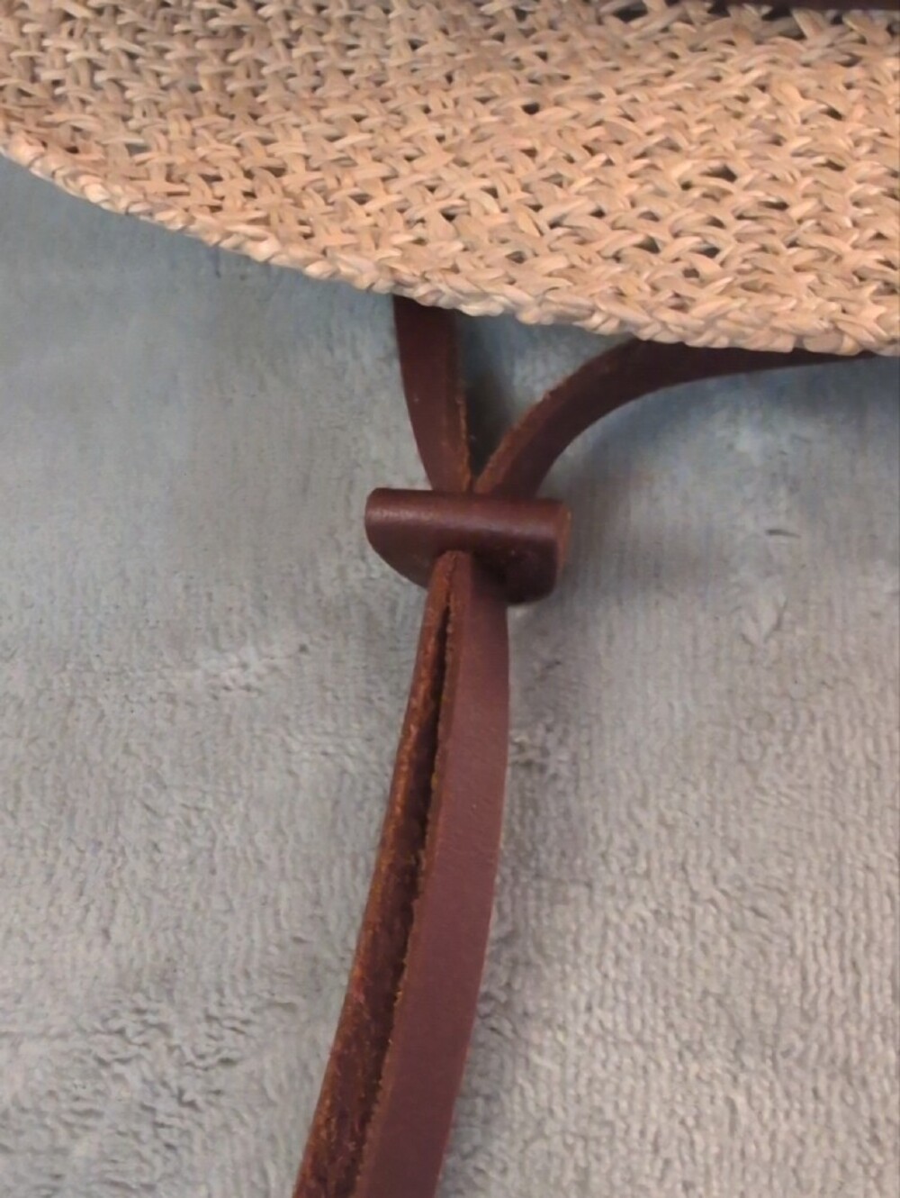 Straw Hat with Brown Leather Band - Natural - Picture 8 of 8